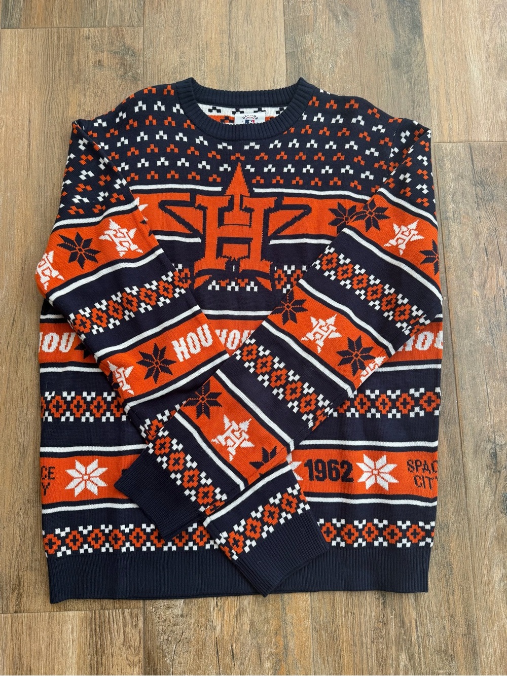 Genuine Merchandise Navy and Orange Houston Crewneck Sweater